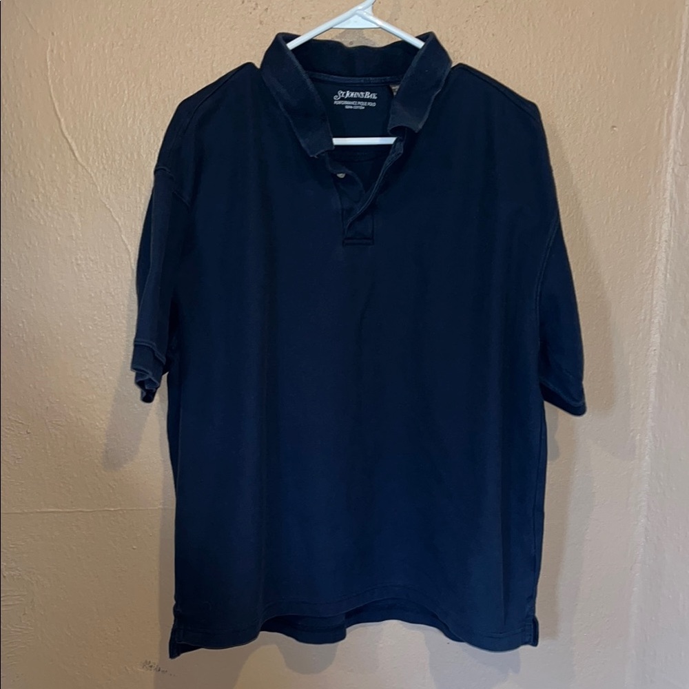 St. John's Bay Blue Polo Shirt Classic Knit Short Sleeve